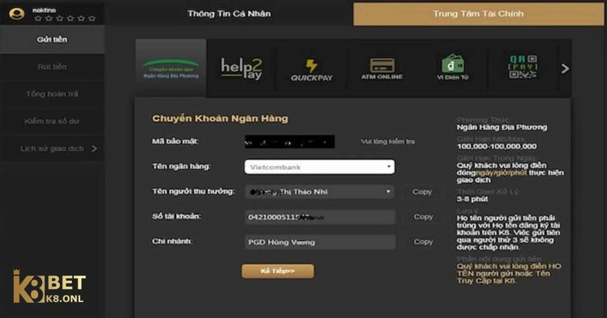 Lợi Ích Khi Nạp Tiền K8